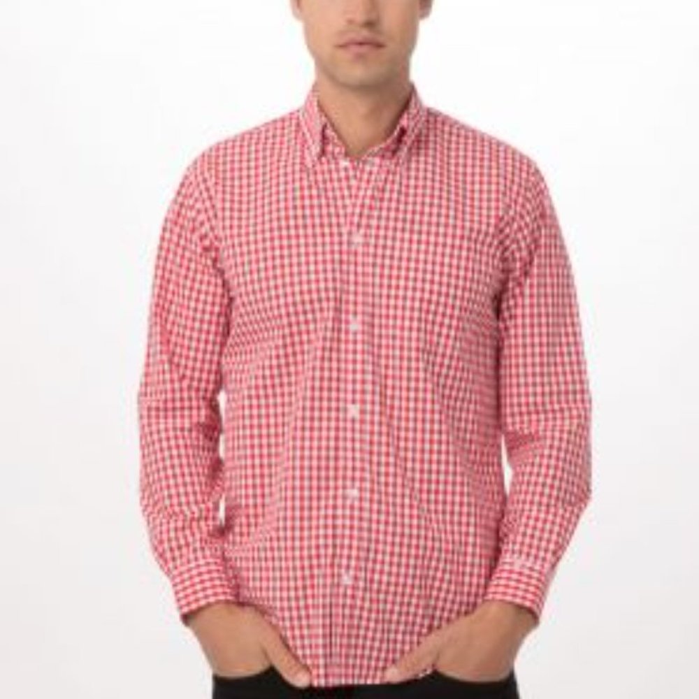 Eton Dress Shirt Red/White plaid shirt Sz 15 3/4
